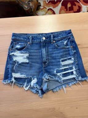 American Eagle Outfitters Distressed Dark Blue Denim Shorts